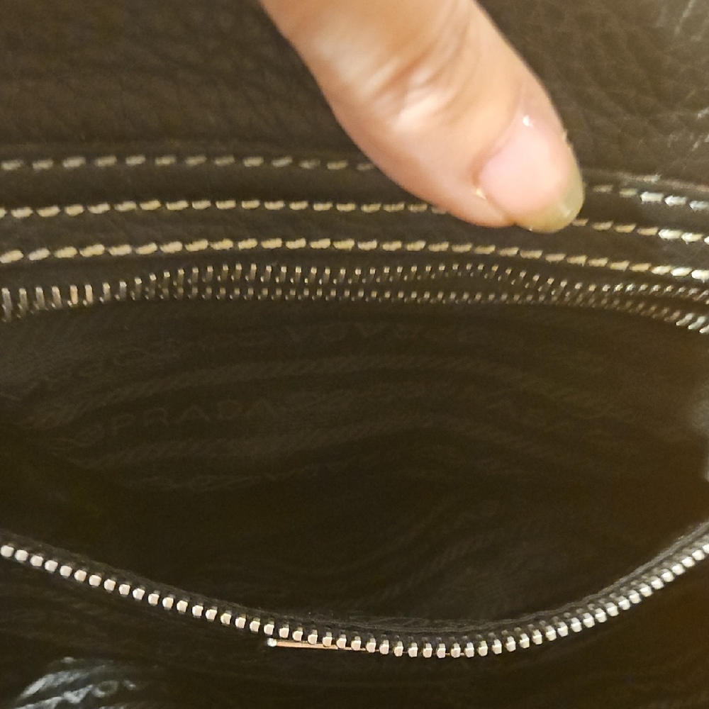 Prada Silver RingBlack Shoulder Bag with Silver Handles - Picture 7 of 12